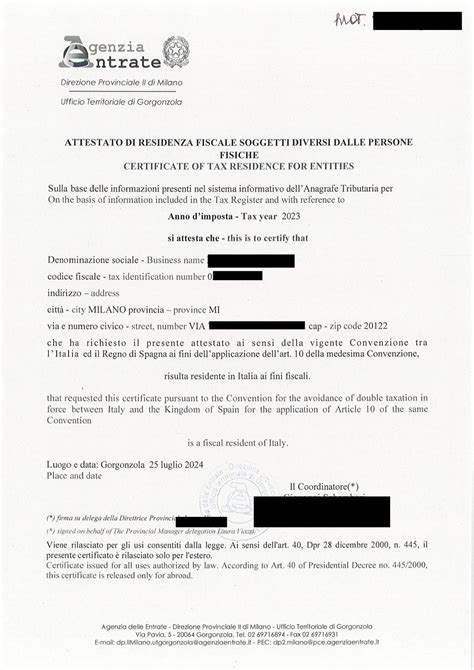 Tax Residency Certificate Against Double Taxation - Infovisti