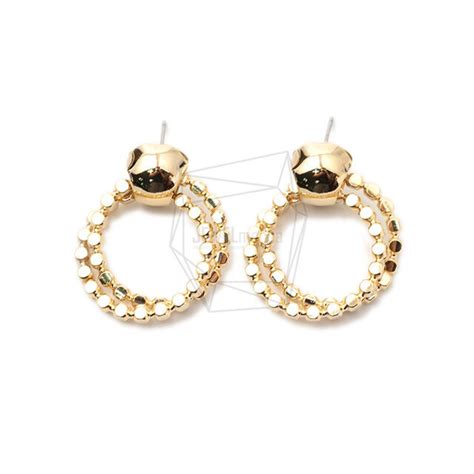 ERG-1700-G【2個入り】ダブルリングピアス,Double Linked Rings Post Earring | jewelmecca