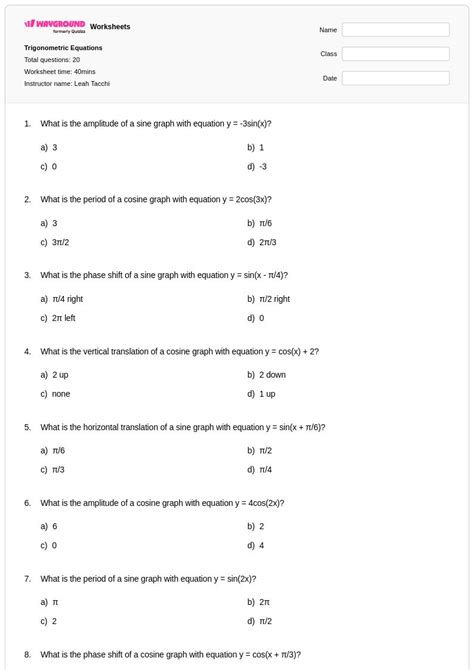 50+ Trigonometric Equations worksheets for Class 11 on Wayground | Free ...