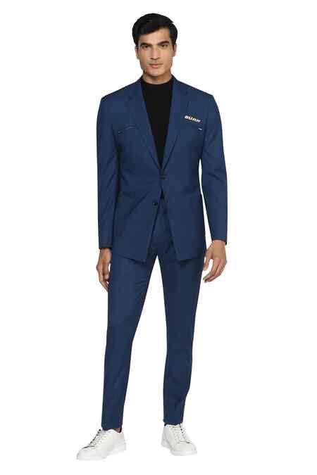 Buy Blue All Season Wool Slim-fit Blazer And Pant Set For Men by Noonoo ...