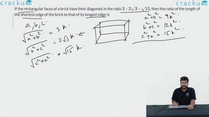 [Video] If the rectangular faces of a brick have their diagonals in the ...