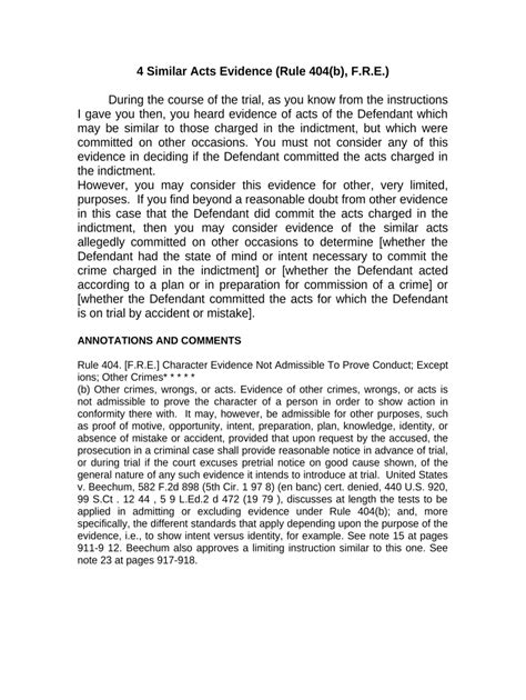 Jury Instruction - Similar Acts Evidence - Rule 40 4b, FRE Doc Template ...