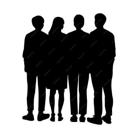 Premium Vector | Silhouettes of four brothers and sisters