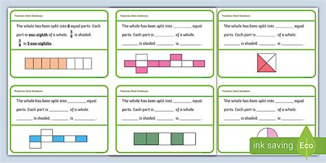 👉 Stem Sentences for Fractions Prompt Cards | Twinkl
