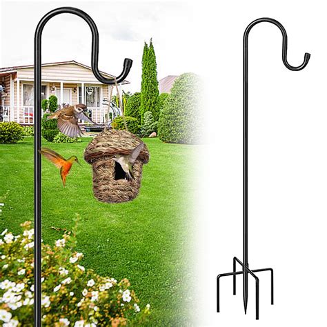 Summercome 63" Shepherds Hooks for Outdoor, Heavy Duty Bird Feeder Pole ...