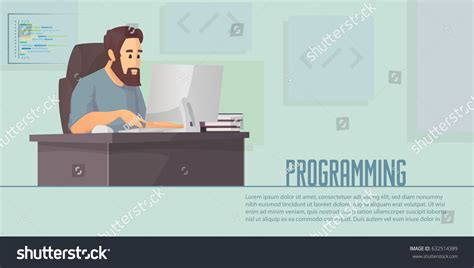 Banner Programming Coding Background Flat Design Stock Vector (Royalty ...