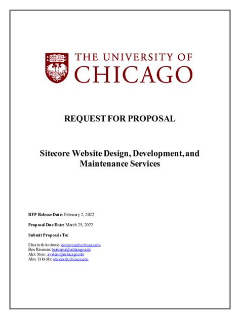 Fillable Online finserv uchicago REQUEST FOR PROPOSAL Sitecore Website ...