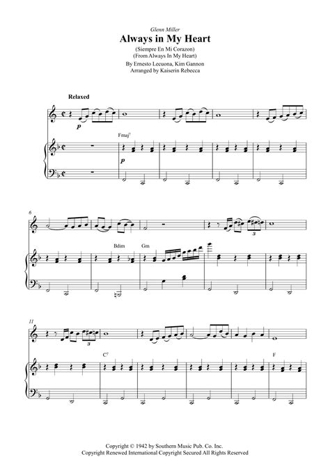 Always In My Heart (Siempre En Mi Corazon) (arr. Kaiserin Rebecca) by ...