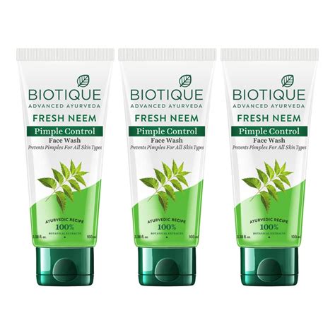 Biotique Fresh Neem Pimple Control Face Wash 100ml*3 : Amazon.in: Beauty