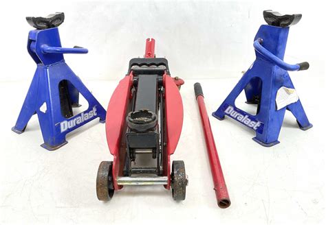 Lot - (3pc) Duralast 2 Ton Jack Stands, Floor Jack
