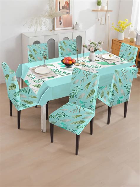 Cortina Dining Table Cover Waterproof with 6 Chair Covers for Kitchen ...