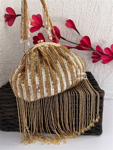 Gold crystal Batua Bag | ClutchesandMore – Clutches and More