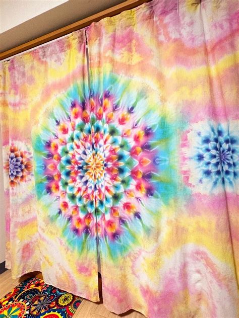 タイダイ Tie-dye カーテン 美しい幻想的な翡翠色のスノーフレイク HD25-11 | HIPPIES DYE
