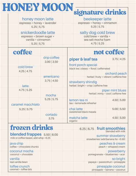 menu — Honey Moon Coffee Co.
