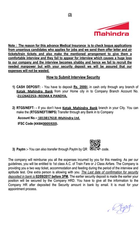 Mahindra Auto Steel — Fake offer letter