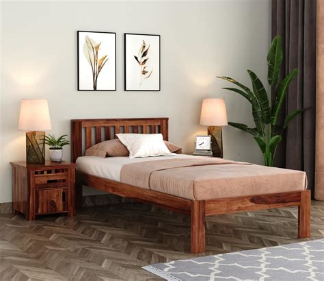VIVENTO Solid Sheesham Wood Bed 6X4 Single Bed Without Storage for ...