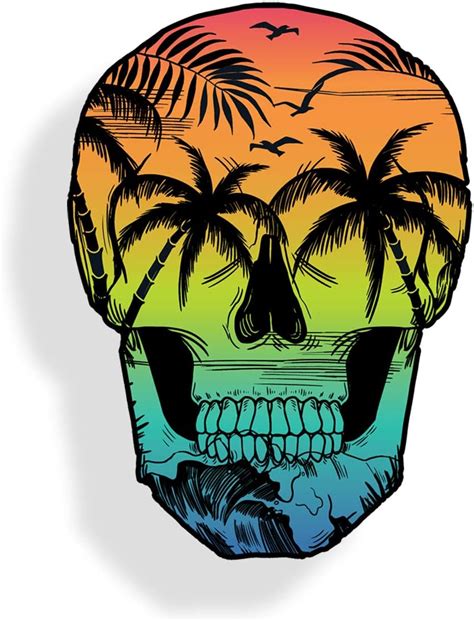 215Decals,Graphics,Skins&Stickers Beach Scene Skull Sticker Back Glass ...