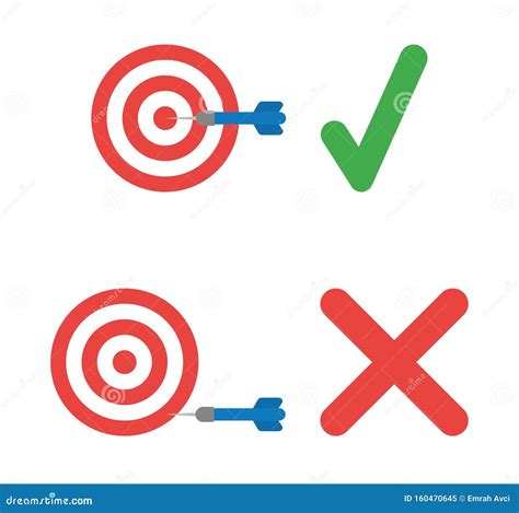 Vector Icon Set of Bulls Eye. Hit the Target and Miss the Target with ...