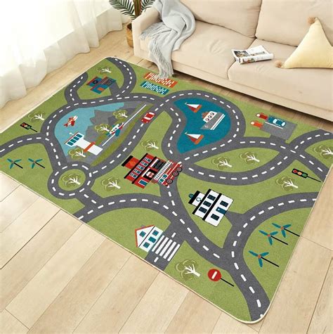 Children's Bedroom Carpets Road Traffic Route Map Rug Living Room ...