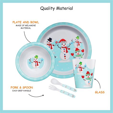 Snowman Kids Feeding Set (5 Pcs) | Unbreakable, BPA Free & 100% Food S ...