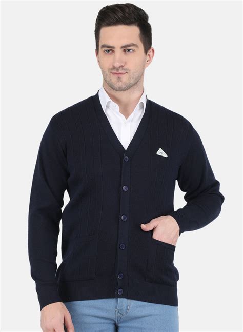 Buy Men Navy Blue Solid Cardigan Online in India - Monte Carlo