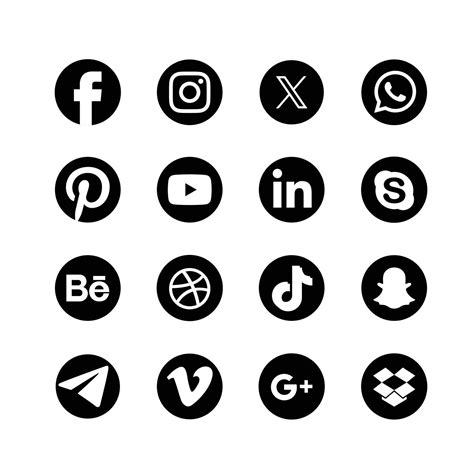 Set of popular Social Media Icons including Facebook, Instagram, x ...