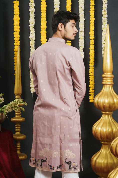 ONION PINK ELEPHANT PATTERN JACQUARD DESIGNER KURTA – shriimant