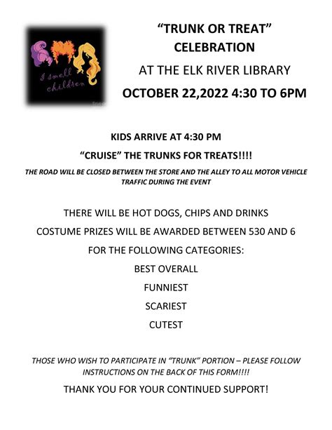 Trunk Or Treat at the Elk River Library – Clearwater County Chamber Of ...