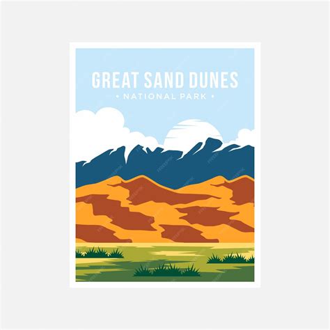 Premium Vector | Great Sand Dune national park poster vector illustration design - elevation of great sand dunes national park