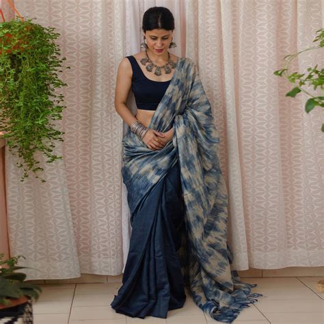 Pure Linen Digital Print Blue Colour Saree, Party Wear. – Ibis Fab