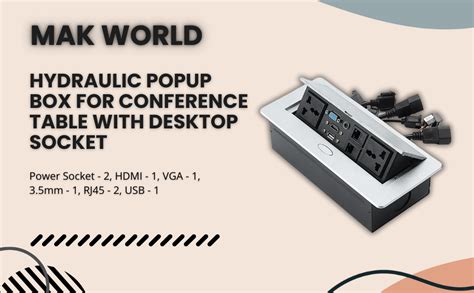 MakWorld Hydraulic Popup Box for Conference Table with Desktop Socket ...