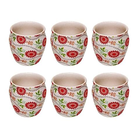 Craftghar Ceramic kulhad Set of 6 Cups Handmade kullad Tea Set | kulhad ...