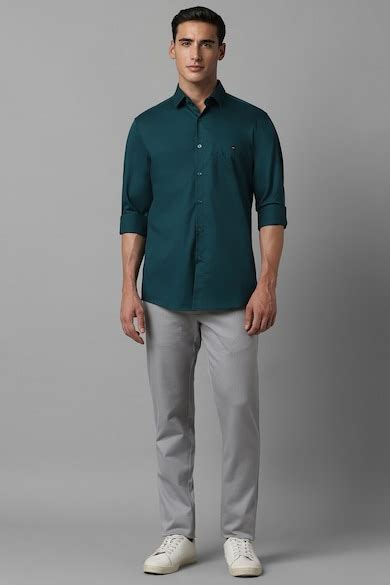 Buy Men Green Slim Fit Solid Full Sleeves Casual Shirt Online - 920372 ...