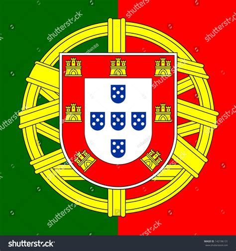 Portugal Flag Coat Of Arms, Portuguese Shield, Vector Illustration ...
