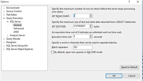 Image result for Query Options SSMS