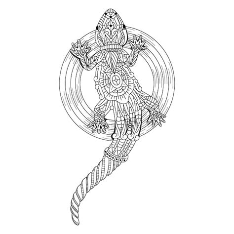 Hand gezeichnet von Gecko im Zentangle-Stil | Premium Vektor