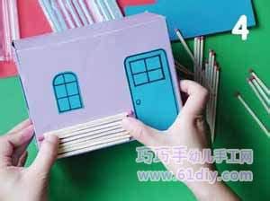 儿童纸箱房子手工图片,儿童纸箱房子程,用纸盒做儿童房子_大山谷图库