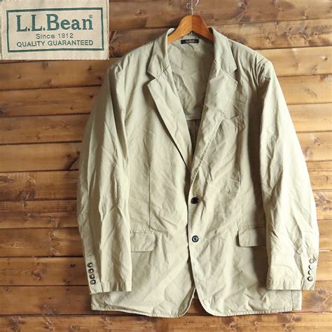 E6/M7.4-1 L.L.Bean エルエルビーン LLビーン コットンテーラードジャケット ブレザー 肩パッド メンズ サイズ44 カーキ ...