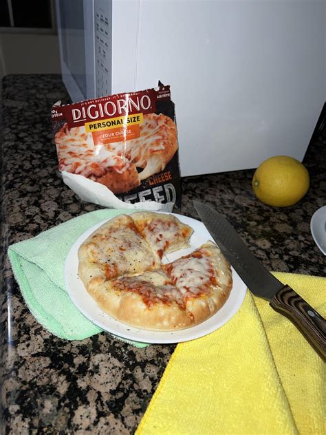 Digiorno personal size pepperoni stuffed crust pizza. Supposed to cook ...