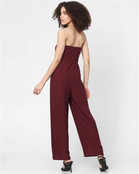 Buy Maroon Off Shoulder Jumpsuit for Women - ONLY