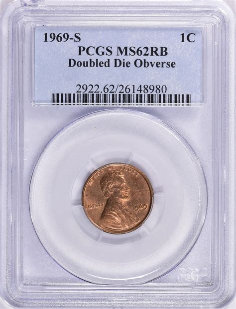 1969-S Lincoln Cent Doubled Die Obverse PCGS MS-62 RB (Item 1692797 ...