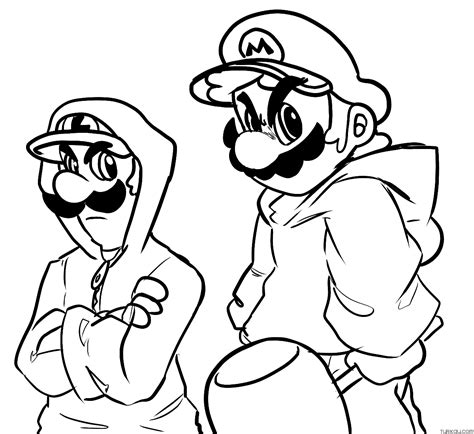 Happy Mario Luigi Coloring Page » Turkau