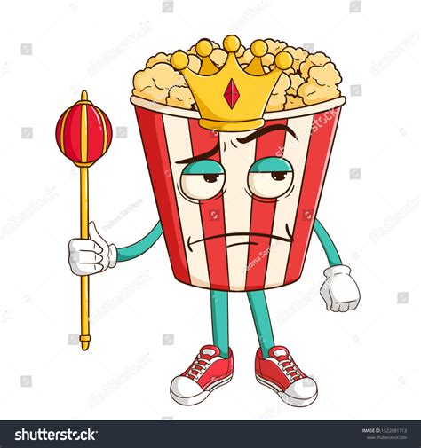 King Popcorn Cartoon Character Holding King Stock Vector (Royalty Free ...
