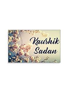 Buy 999Store Printed White Flower for Home Name Plate (MDF_12 X7.5 ...