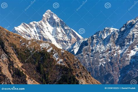 Mount Nanda Devi India Himalaya Mountain Landscape Stock Image - Image ...