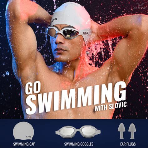 SLOVIC Swimming Combo | Swimming Goggles & Cap | Adult | Unisex | Grey ...
