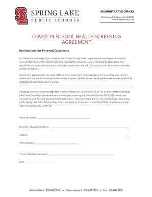 Fillable Online Spring Lake Public Schools, 345 Hammond St, Spring Lake ...