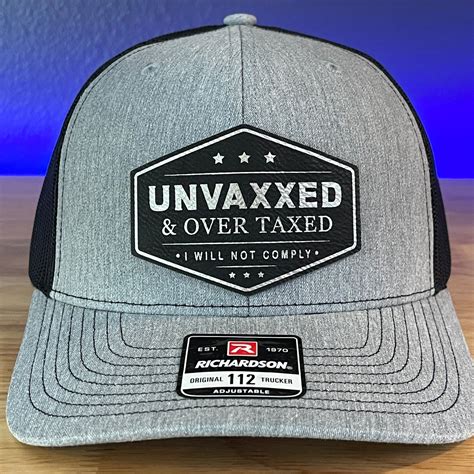 UNVAXXED & OVER TAXED Leather Patch Hat BLK/SILVER