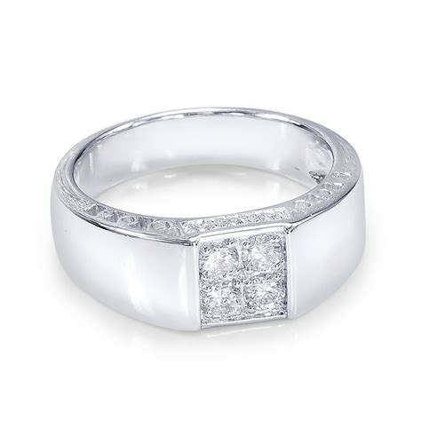 Buy Peora 925 Sterling Silver Cubic Zirconia Rhodium Ring For Men And ...