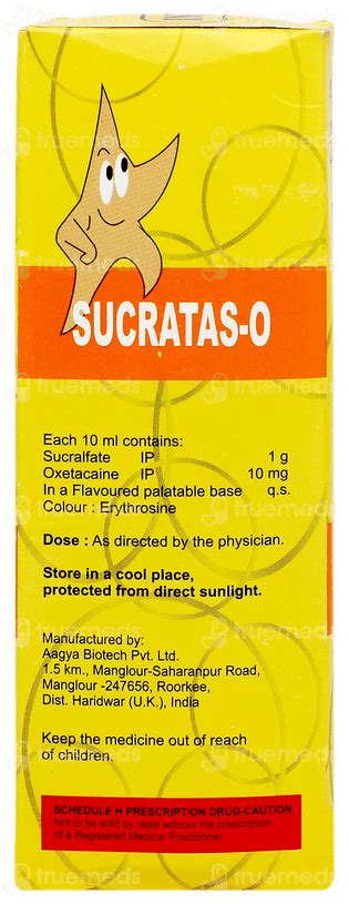 Sucratas O 100010 Mg Syrup 100 Ml - Uses, Side Effects, Dosage, Price ...